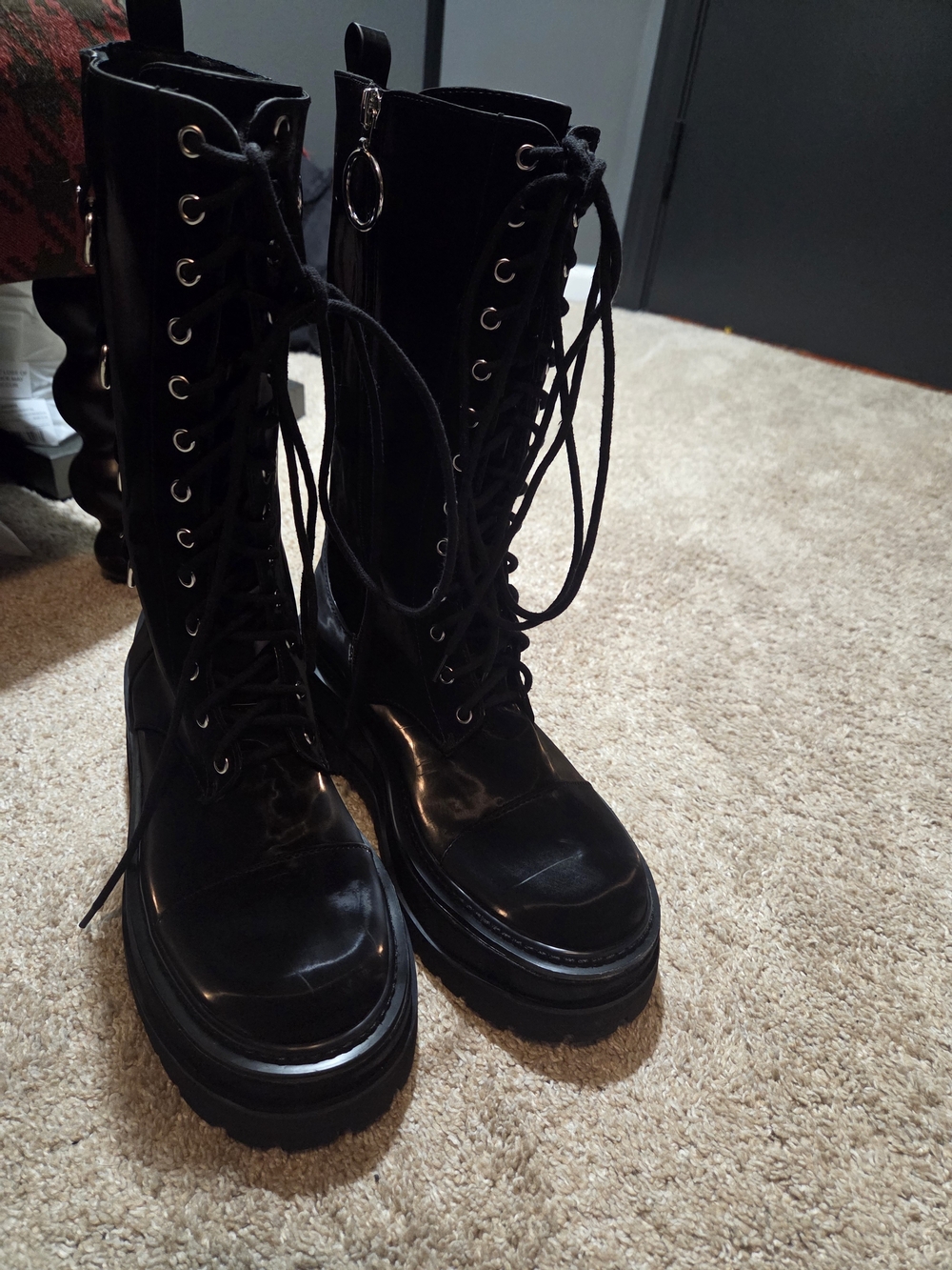 Trent Black Liquid Velvet Boots - Picture 4 of 10